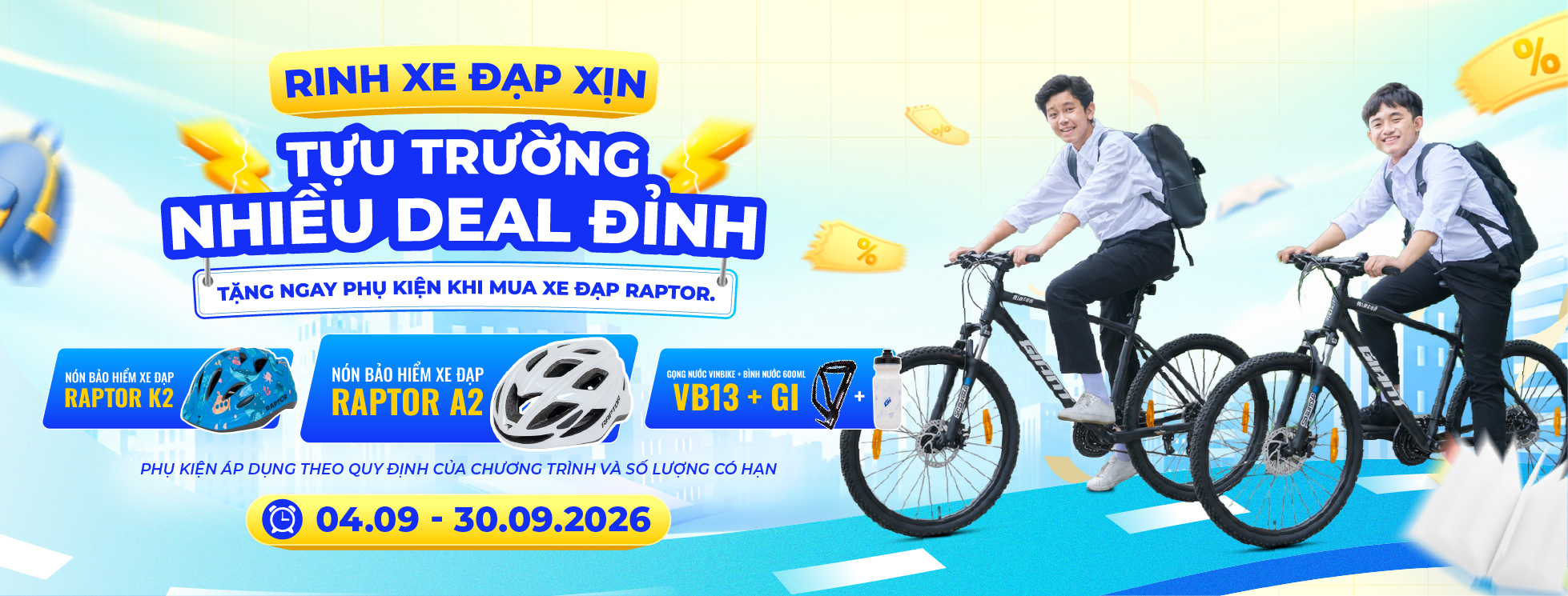 RINH XE ĐẠP XỊN – TỰU TRƯỜNG NHIỀU DEAL ĐỈNH: GIẢM ĐẾN 30%, TẶNG THÊM PHỤ KIỆN